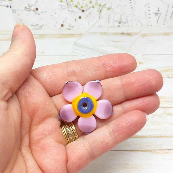 Pink, Yellow and Periwinkle Disc Flower
