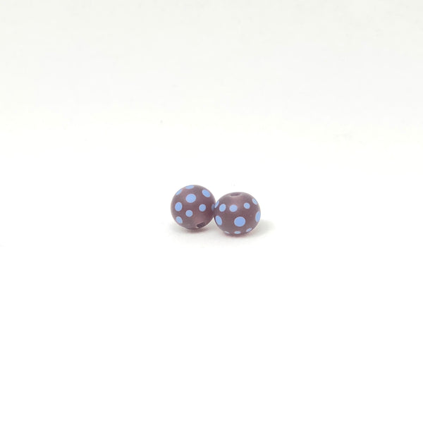 Amethyst with Periwinkle Dots Etched Beads