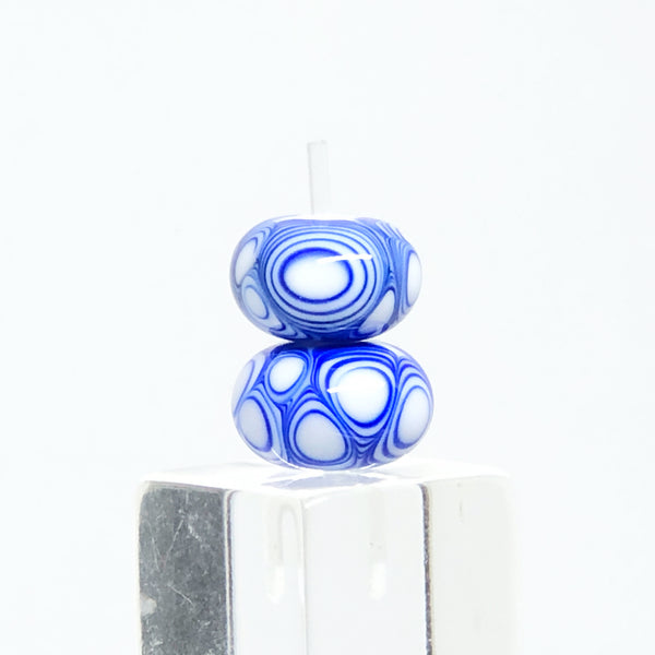 Lapis and white Dot Stack Beads