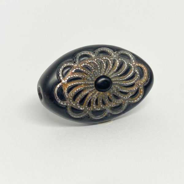 Metal Lace Collection- Inlaid Metal on Etched Black Bead