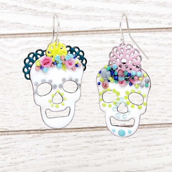 Lacy Sugar Skull Earrings