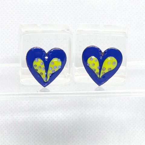 Blue Heart Enameled Components