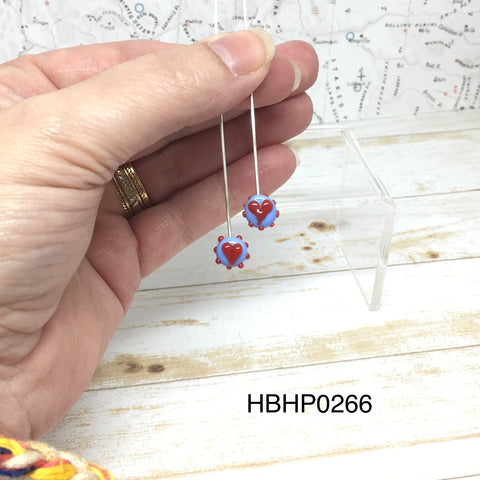 Periwinkle/Red Heart Headpins